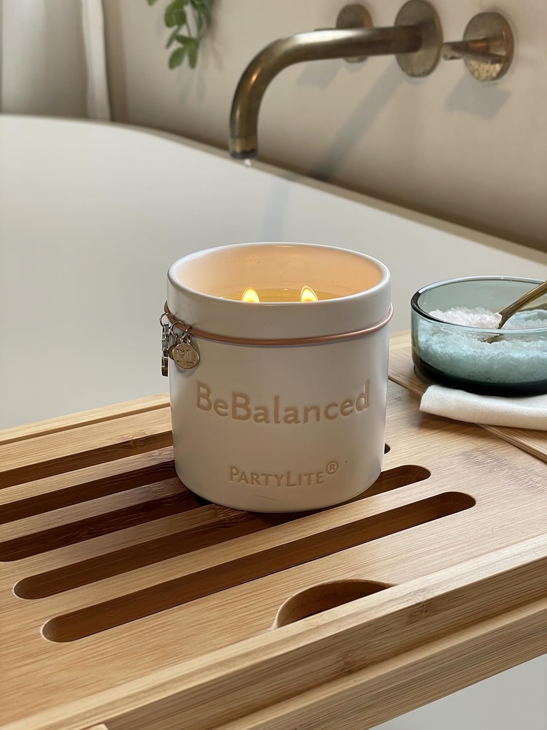 PartyLite Be Relaxed Lavender + Patchouli Soy Jar Candle, 40-50 Hours Burn Time, Energizing Eucalyptus, Uplifting Lemon, Pure Fragrance Blend