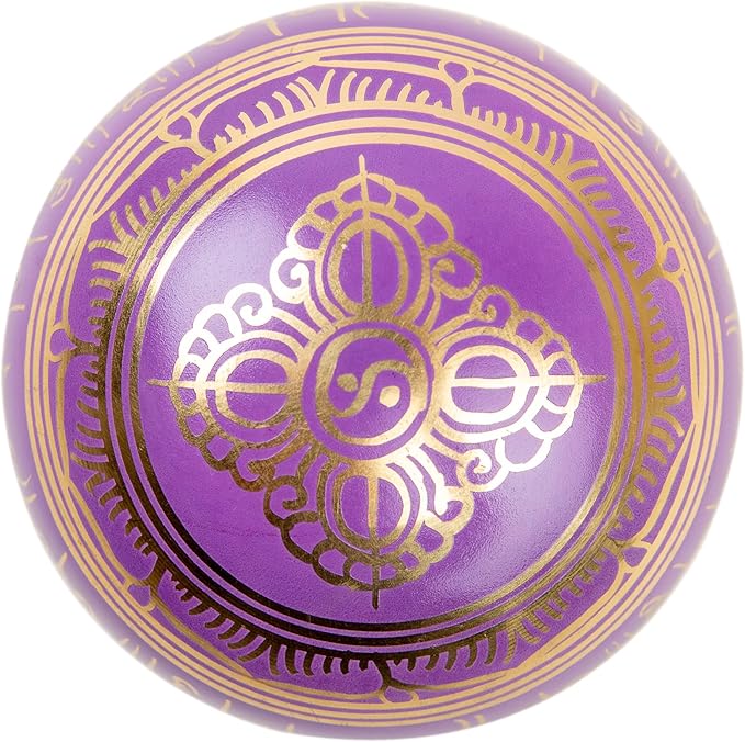 Tibetan Singing Bowl Set Brass - Master Healing Grade - Authentic Handcrafted Sound Bowl by Himalayan Bazaar (Black and Red)