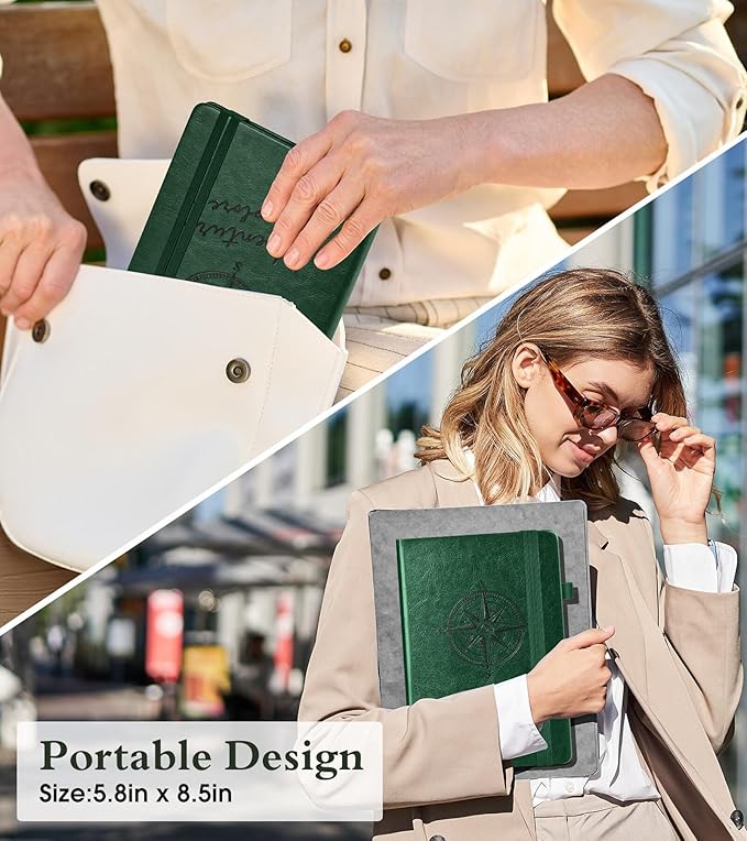 Blank Journal Notebook for Women Men,160 Pages,A5 Hardcover Sketchbook for Drawing, Sketch book, Unlined Notebooks for School,Work, Note Taking,Travel Journals for Writing 5.8"x8.5" (Green) - Bloomnest