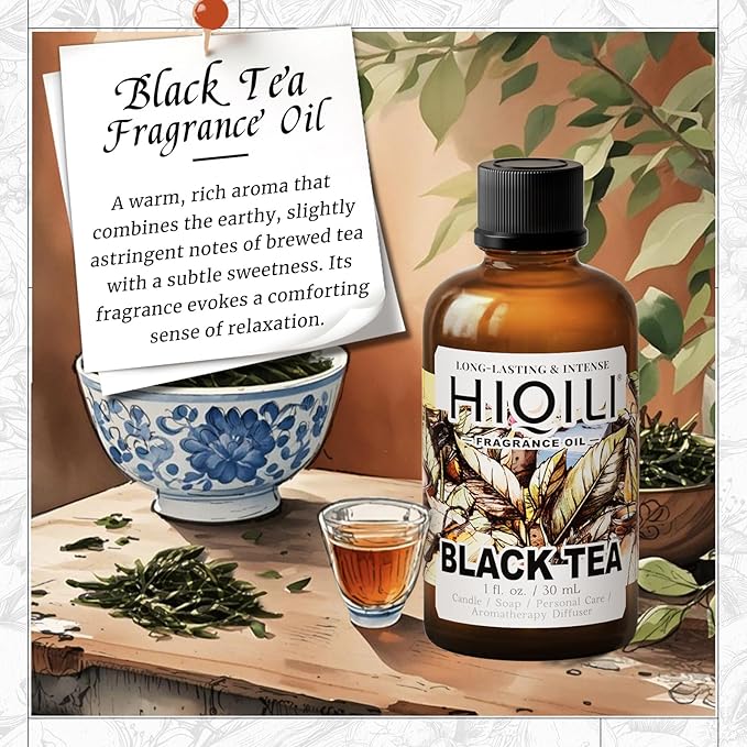 HIQILI Black Tea Fragrance Oil for Diffuser & Car Air Freshener, Long-Lasting Hotel Scent, Candle & Soap Making Supplies - 1 Fl Oz HIQILI
