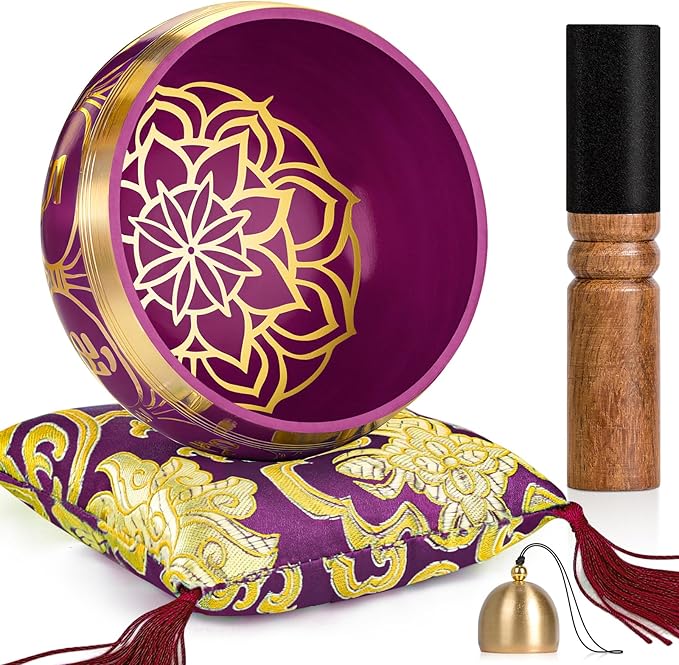 Tibetan Singing Bowls – Hand-Hammered in Nepal, Authentic Meditation Sound Bowls for Yoga, Chakra Healing, Mindfulness & Spiritual Self-Care Gifts for Women HIhealer