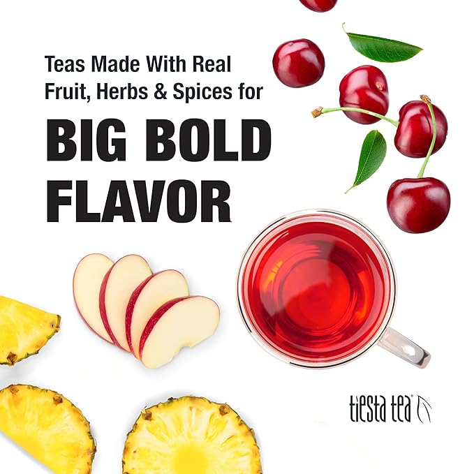 Tiesta Tea - Cherry Punch, Loose Leaf, Sweet Cherry Herbal Tea, Premium Blend, Non-Caffeinated Fruit Blend, Hot or Iced Up to 200 Cups, 16oz Resealable Pouch - Bloomnest