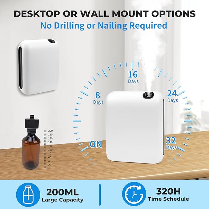 Upgraded Scent Air Machine for Home, 1500 Sq.Ft Hotel Collection Diffuser with Smart Cold Air Technology, Bluetooth Waterless Essential Oil Diffuser for Large Room, Hotel, Spa, Office - Bloomnest