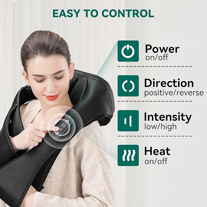 Snailax Cordless Massager - Shiatsu Neck and Shoulder Massager with Heat, FSA Eligible, Portable, Lumbar, Back Electric Massage Pillow, Christmas Gift - Bloomnest