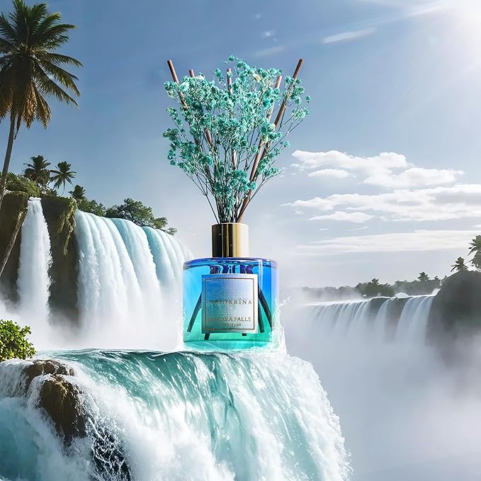 COCORRÍNA Reed Diffuser - Niagara Falls 6.7 Fl.oz Reed Diffuser Set with 8 Sticks & Preserved Baby's Breath, Reed Diffuser for Home Bathroom Shelf Decor - Bloomnest