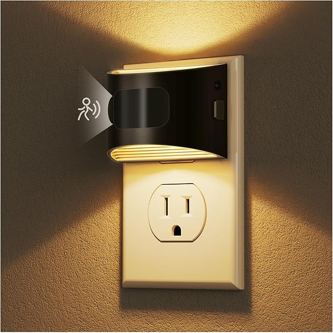 DORESshop LED Night Light[2 Pack], Night Lights Plug into Wall, 3 Mode Plug in Night Light with Motion Sensor, Dusk to Dawn Sensor, Nightlights for Adults, Bedroom, Bathroom, Hallway - Bloomnest