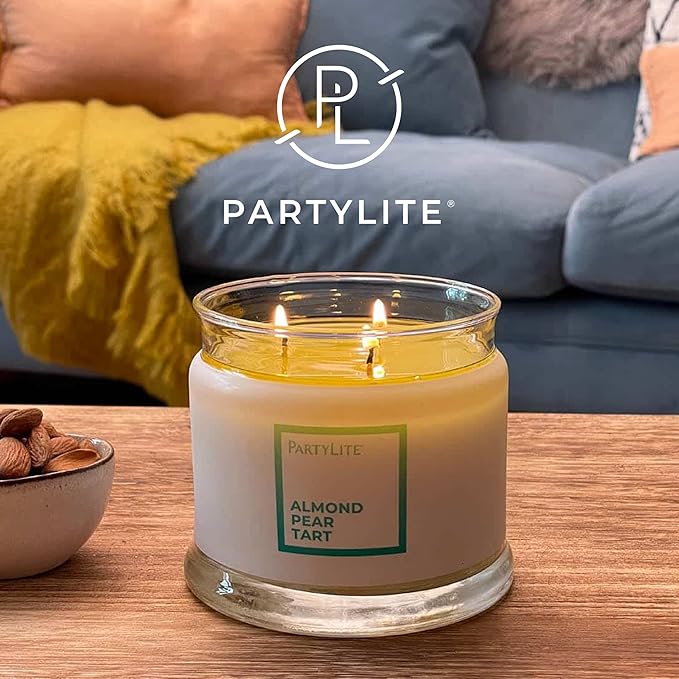 PartyLite 3-Wick Jar Candle, Highly Fragranced Clean Burning Glass Candle, 25-45 Hours Burn Time (Almond Pear Tart) - Bloomnest