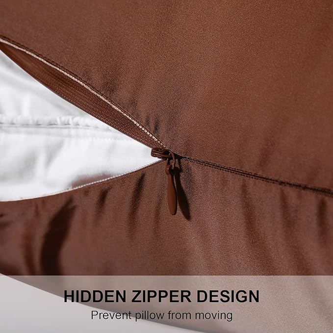 Mulberry Silk Pillowcase for Hair and Skin,Queen Size Cooling Silk Pillow Case with Hidden Zipper,Allergen Proof Dual Sides Soft Breathable Smooth Silk Pillow Cover for Women(Queen,Coffee) - Bloomnest
