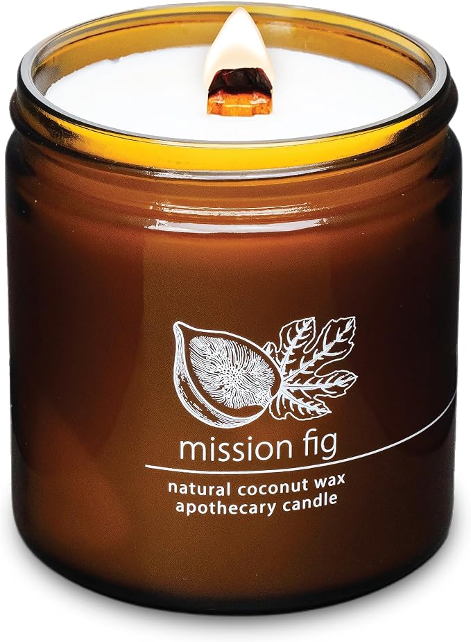 Hemlock Park Crackling Wood Wick Candle Handcrafted with Natural Coconut Wax (Large 16 oz, Mission Fig) - Bloomnest