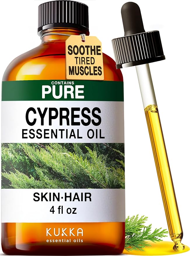 KUKKA Cypress Essential Oils - 4 Fl Oz - for Hair, Skin, Diffuser, Aromatherapy & DIY Soap Making Scent - Bloomnest
