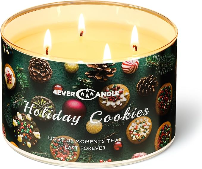Over 50 Hours Jar Candle - 4-Wick Long-Lasting Scented Candles, 18oz Natural Soy Wax Candle for Home, Candle Gifts for Women & Men, Holiday Cookies - Bloomnest