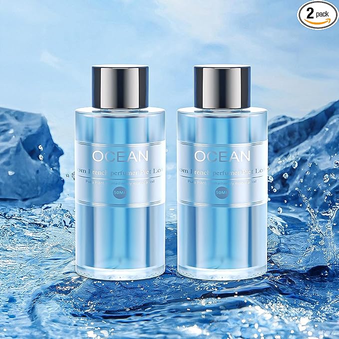Amor Lyris 2 Packs Essential Oil Refill for Smart Car Air Freshener, 3.5OZ Car Diffuser Refill, Aromatherapy Perfume Refill Can be Used for 4-8 Months, Made with Natural Plant Extracts, Ocean - Bloomnest