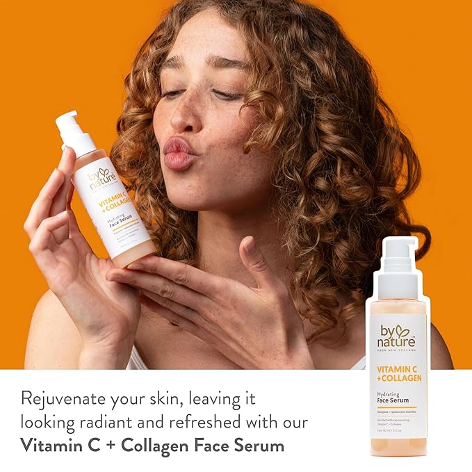 By Nature Vitamin C + Collagen Face Serum - Restore and Energize Tired Skin with Brightening Vitamin C, Plumping Collagen, Plus Texture Enhancing Turmeric - Premium Skin Care Serum for Face - 3fl. oz. - Bloomnest