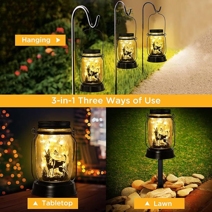 Belgian Malinois Dog Gifts for Women/Men Belgian Malinois Solar Lanterns Birthday Dog Lovers Lantern Pet Loss Dog Memorial Lights Solar Garden Decoration for Yard, Patio,Backyard,Porch Torches Light - Bloomnest