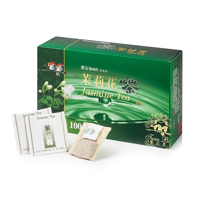 Wing Hop Fung Jasmine Green Tea Fresh Sealed Premium Natural Leaves Individually Wrapped 100 Tea Bags Perfect for Hot or Iced Tea - Bloomnest