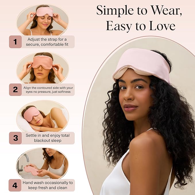 Kitsch Contour Pillow Eye Mask – Softer Than Silk Eye Mask for Sleeping, Blindfold Sleep Masks for Women & Men, No Eye Pressure, Lightweight, Eye Care, Travel Essentials - Blush - Bloomnest