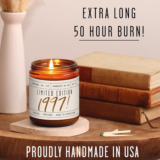 27th Birthday Gifts for Women - 'Limited Edition 1997' Soy Candle, w/Champagne on Ice I 27 Birthday Gifts for Women I 27th Birthday Gift for Her Ideas I 9oz Reusable Jar, 50Hr Burn, Made in USA - Bloomnest