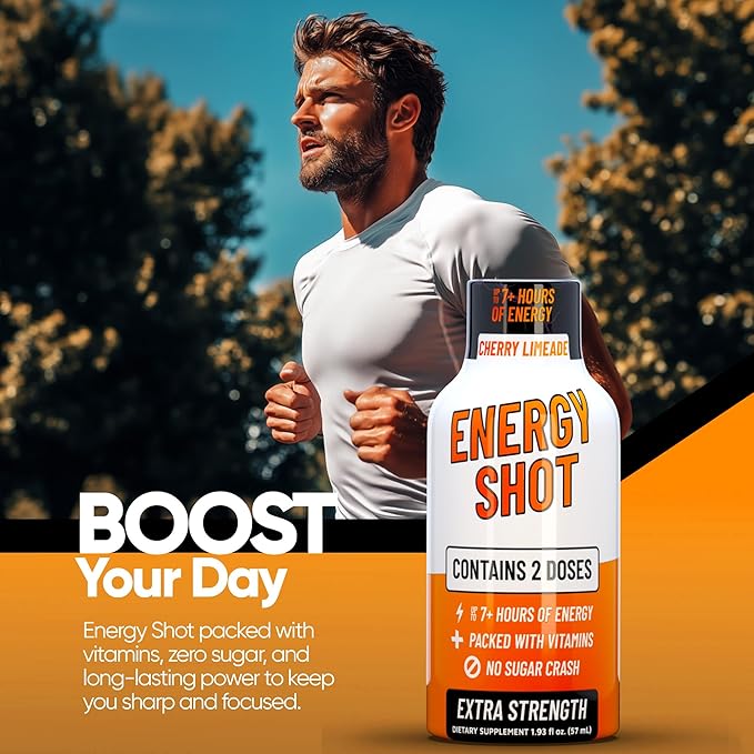 Cherry Limeade Extra Strength Energy Shot 24 pk – 260mg Natural Caffeine B12 B6 – Energy & Focus Support – 2 Servings Sugar Free Zero Calorie Green Tea B-Vitamins Electrolytes Vegan – 1.93 fl oz - Bloomnest