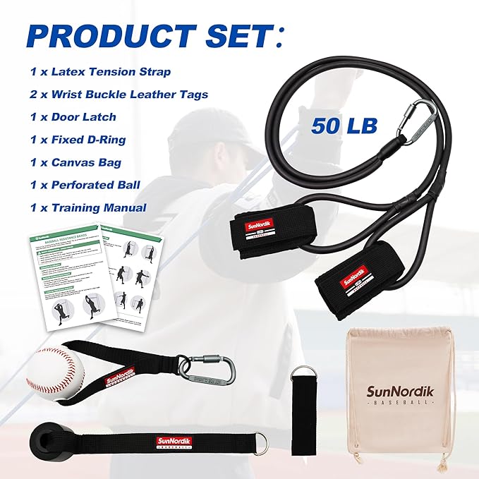 Resistance Bands for Pitchers, Baseball & Softball Training Equipment for Improving Arm Strength & Pitching Training, Baseball Pitching Bands for All Skill Levels - Bloomnest