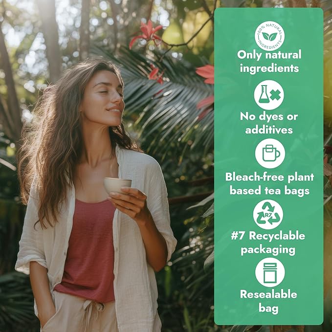 Vital Bloom Moringa Mint Tea, 120 Tea Bags, reduces inflammation, Bleach Free tea bags, Non GMO (Free Bamboo Tongs Included) - Bloomnest