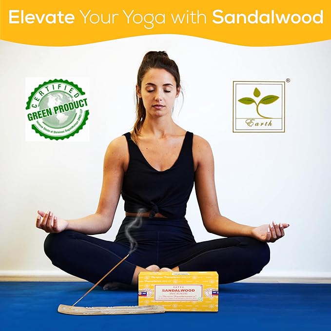 Satya Sandalwood Incense Sticks, Satya Bng Insens 15gmx12 Pack with Raajsee Insence Holder Bundle, Satya Nagchampa Natural Incence - Bloomnest