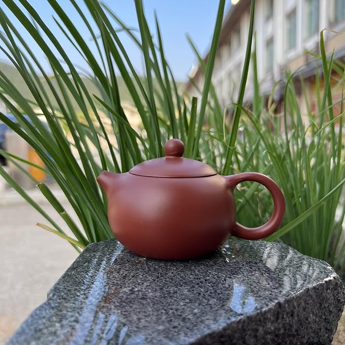Xishi Teapot 7oz Chinese Zisha Clay Pot Ceramics Purple Sand Mud Kungfu Tea Set Kettle Spherical Filter (Red 200ml) - Bloomnest