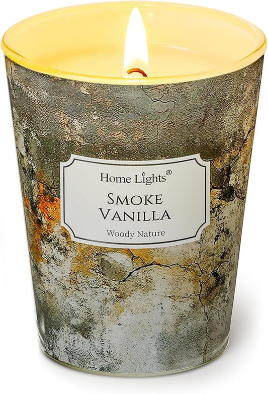 HomeLights Large jar Candle | 1-Wick Long-Lasting Scented Candles, 6.7oz Natural Soy Wax Candle for Home Scented, Industrial Chic Gifts for Women & Men, Smoke Vanilla - Bloomnest