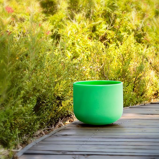 TOPFUND 8" Green F Note Crystal Singing Bowl Heart Chakra with Heavy Duty Carrying Case and Suede Mallet