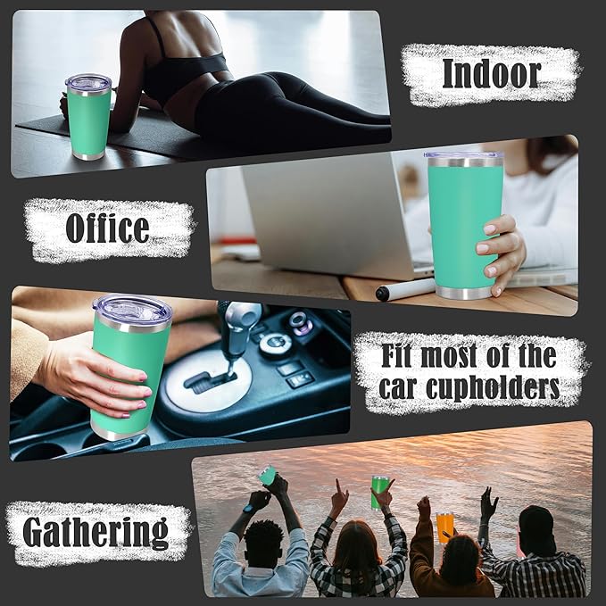20 oz Tumbler Coffee Travel Tumblers Bulk with Lid Stainless Steel Double Wall Vacuum Insulated Mug Powder Coated Cups fit Car Cupholder for Hot and Cold - Light Blue, 4Pack - Bloomnest