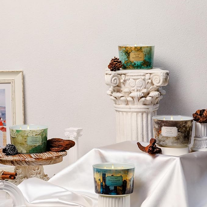 HomeLights High Summer Night Scented Candles | 18oz Soy Candles Industrial Chic 4-Wick Large Candle Jars | Ideal Candle Gifts for Events, Home Decor Stress, Relief & Relaxation - Bloomnest