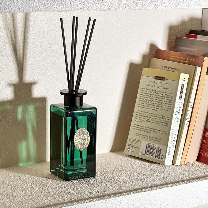 M&SENSE 10.14 oz Large Reed Diffuser Set | Evergreen Pine Scent Oil Diffuser with Sticks | Hotel Collection Non-Toxic Essential Oil |for Bedroom Bathroom Living Room - Bloomnest