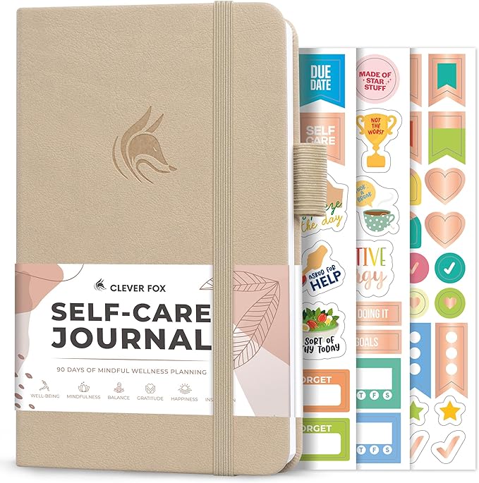 Clever Fox Self-Care Journal Pocket – Daily Reflection Notebook – Mental Health & Personal Development Planner, Meditation & Mood Log (Seashell) - Bloomnest