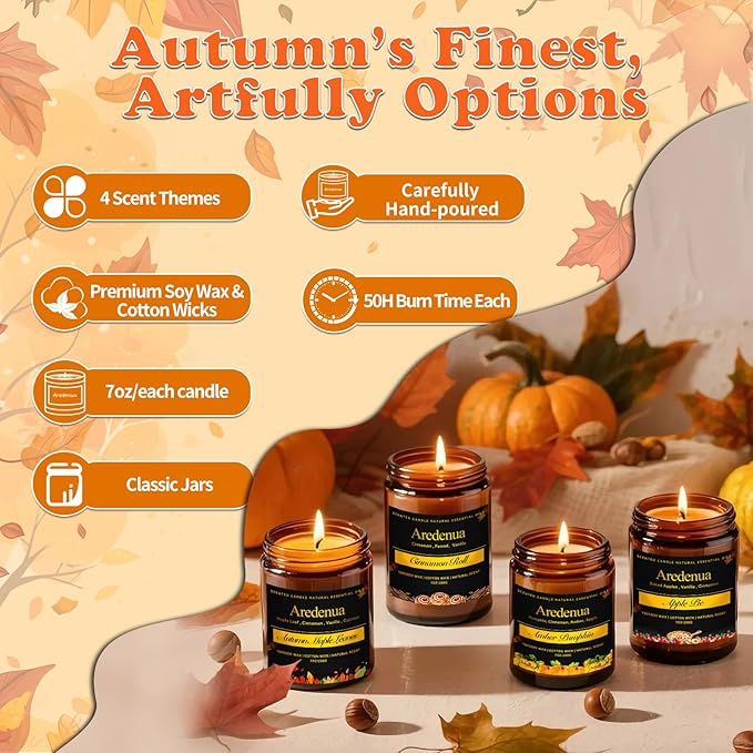 Fall Candles - Caramel Pumpkin Candle – Sweet Caramel & Spiced Pumpkin Scented Candle, Thanksgiving & Christmas Candles for Home, Cozy Winter Holiday Soy Candle Gift for Her & Him, 7oz - Bloomnest