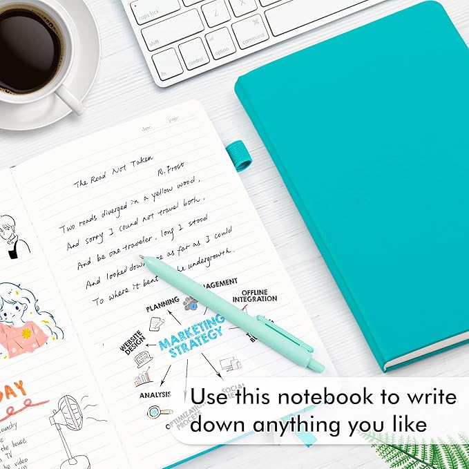 24 Pack Journal Notebook for Work, Feela Business Notebook Bulk Hardcover Lined Writing Journal with Pen Holder for Men Women Note Taking, with 24 Black Pens, 120 GSM, 5.1”x8.3”, A5, Emerald - Bloomnest