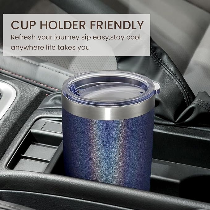 MEWAY 20oz Tumbler 12 Pack Double Wall Vacuum Insulated Travel Glitter Mug Bulk, Stainless Steel Tumblers with Lid and Straw, Powder Coated Coffee Cups for Woman(Rainbow Navy,Set of 12) - Bloomnest