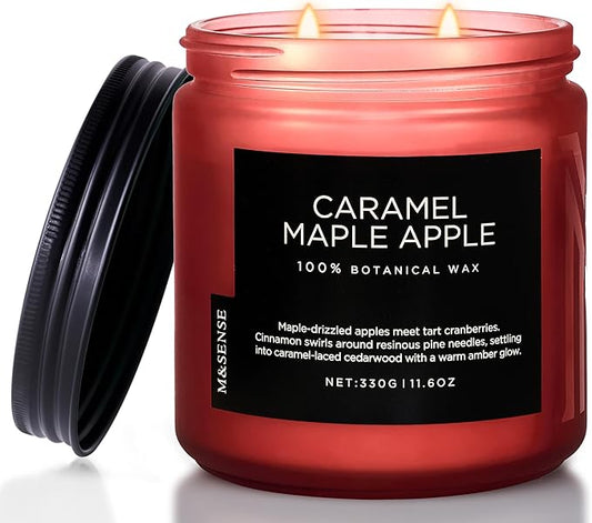 M&SENSE Caramel Apple Pie Candles for Home Scented, Natural Soy Wax 11.6oz Long Lasting 70 Hours Clean Non Toxic Large 2 Wick Candle Gifts for Thanksgiving Housewarming - Bloomnest