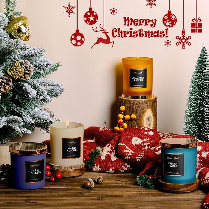 HomeLights Scented Candle Gift Set, Natural Soy Wax Candles, 4 Pack Long Lasting Up 140 Hours, Aromatherapy Candles for Women Men Birthday Thanksgiving Christmas - Bloomnest