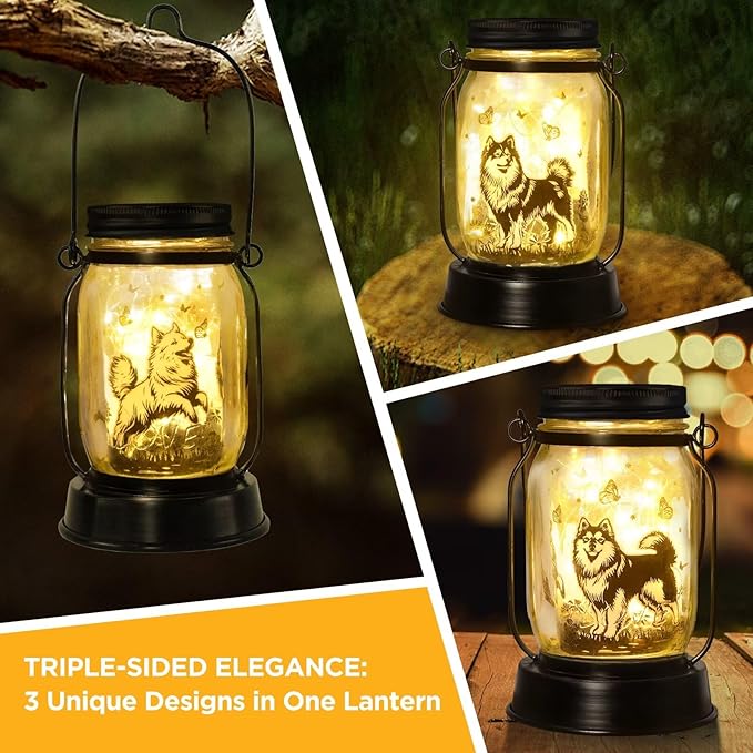 kyoryuger Samoyed Gifts for Women/Men Samoyed Dog Solar Lanterns Mom Birthday Dog Lovers Lantern Pet Loss Pet Memorial Lights Solar Garden Decoration for Yard, Patio,Backyard,Porch Torches - Bloomnest