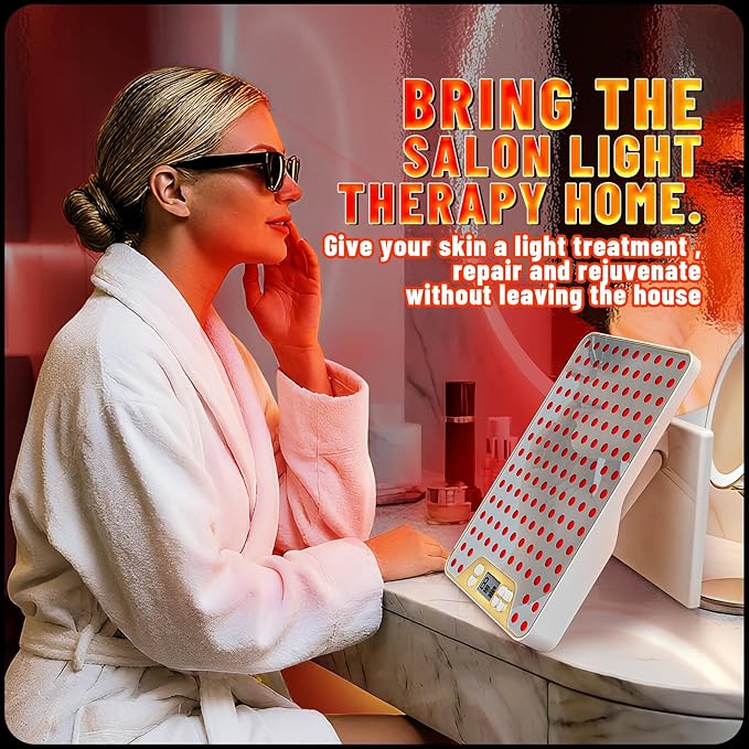 Red Light Therapy Device,Portable LED Red Infrared Light Device with 630nm, 660nm & 850nm Combination Light for Face and Body, 9 Adjustable Timer Settings, Adjustable Angle, Includes Goggles,White Bloomnest