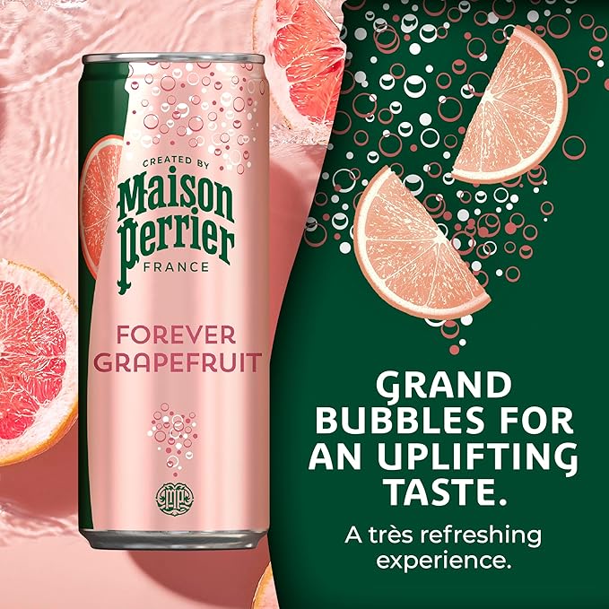 Maison Perrier Forever Grapefruit Flavored Sparkling Water, 11.15 Fl Oz Cans, 8 Count, 3 Pack - Bloomnest