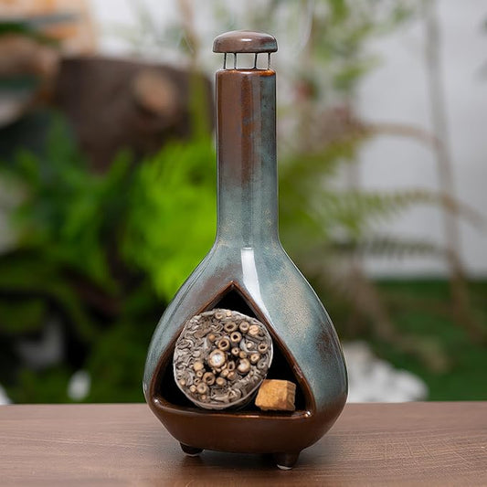 Premium Ceramic Palo Santo Holder & Smudge Bowl-Mini Chiminea| Multi-Purpose Burner for Sage Sticks, Incense Cones, Copal & Candles|Energy Cleansing, Yoga Meditation Accessories|Anxiety Relief - Bloomnest