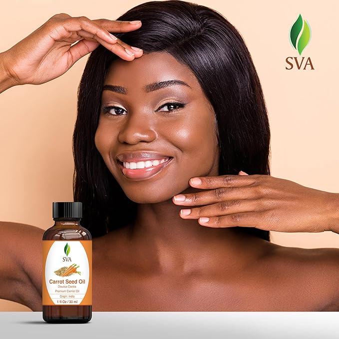 SVA Carrot Seed Oil - 1 Fl Oz – 100% Natural Cold Pressed Carrot Oil - for Face, Skin Care, Hair Care, Scalp Massage & Body Massage – Carrier Oil with Dropper - Bloomnest