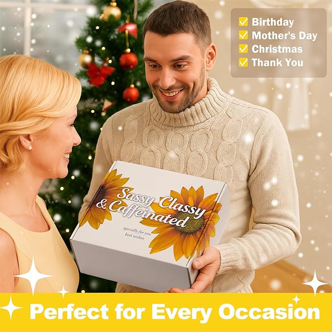 Christmas Sunflower Gift Set for Women - Birthday, Mother’s Day, Valentine's Day Gifts for Mom, Wife, Friends | Thoughtful Care Package - Cozy Blanket, Spa & Relaxation - Get Well Soon Baskets Gifts - Bloomnest