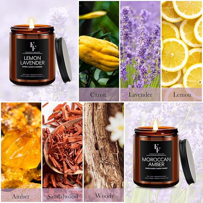 Scented Candles for Home Scented Aromatherapy Candles, 4 Pack 28 Oz Soy Wax Candle Gift Set for Women Men (Lemon Lavender/Vanilla Sugar/Sandalwood Rose/Moroccan Amber) - Bloomnest