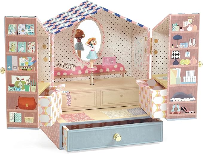 DJECO Musical Jewelry Box for Kids - Treasure Boxes Unicorn Dream -Storage for Necklace, Bracelets, Rings, Earrings, Small Toys, Decorations, Keepsake & Trinkets - Safe for Ages 6+ Boys & Girls - Bloomnest
