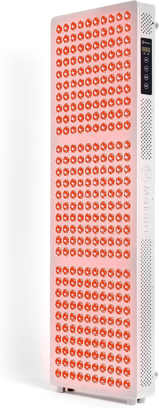 Makiuri Red Light Therapy Panel for Full Body | 630 nm, 660nm, 810nm, 830nm, 850nm | Clinical Grade Red & Near-Infrared LED Light Therapy (5 Wavelengths) | High Irradiance | Neptune (White 300 LED) Makiuri