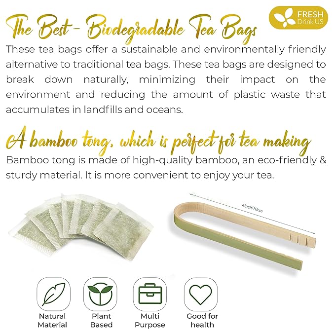 FreshDrinkUS, Premium 10 Mullein Leaf Tea Bags For Lungs, 100% Natural & Pure from Mullein Leaves. Loose Leaf Mullein Herbal Tea. Made with Natural Material Tea Bags. No Sugar, No Caffeine, No Gluten, Vegan. - Bloomnest