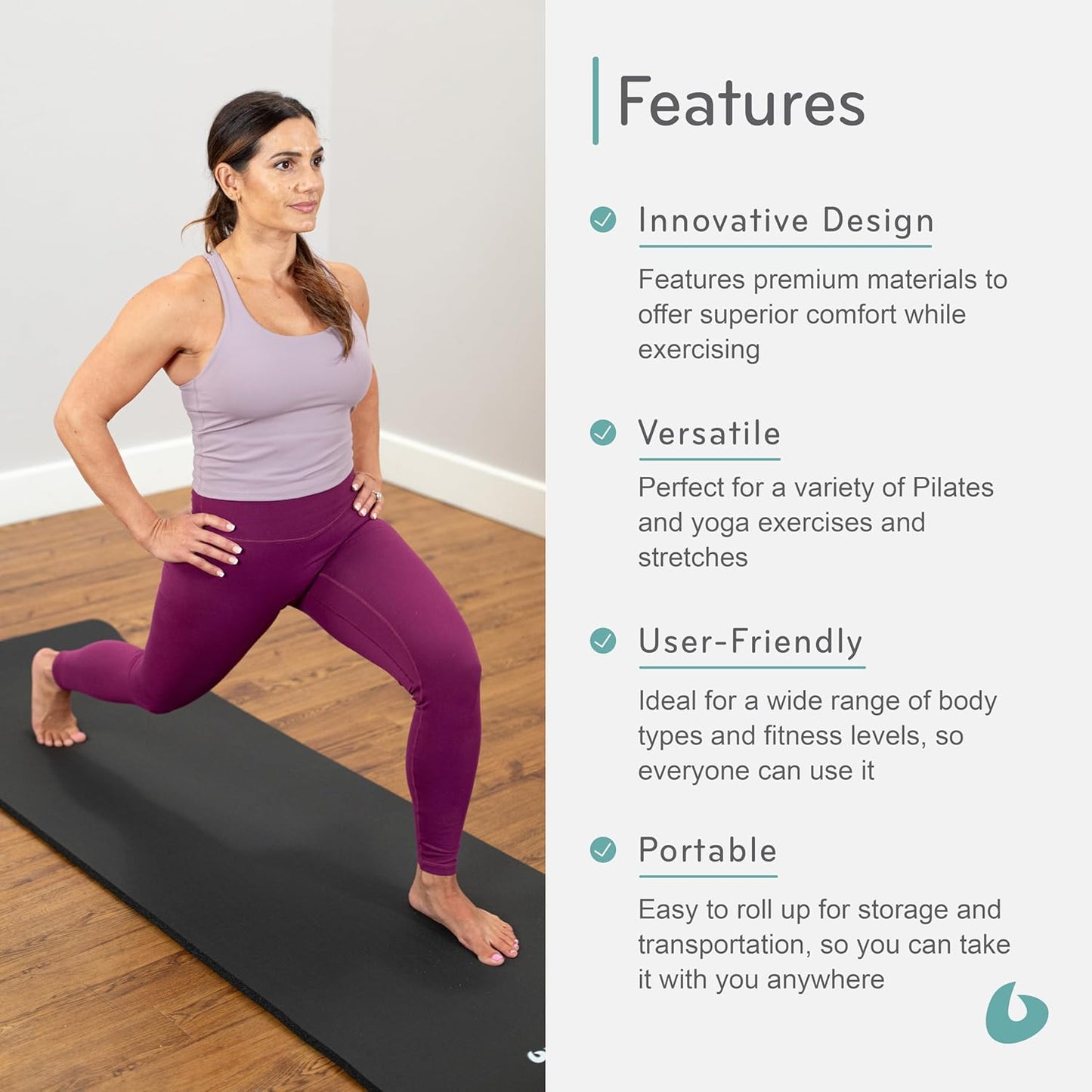 Balanced Body Aeromat Pilates and Yoga Mat for Floor Exercise, Extra-Thick Floor Workout Mat for Pilates or Yoga Exercises and Workouts, Studio or Home Gym Mat