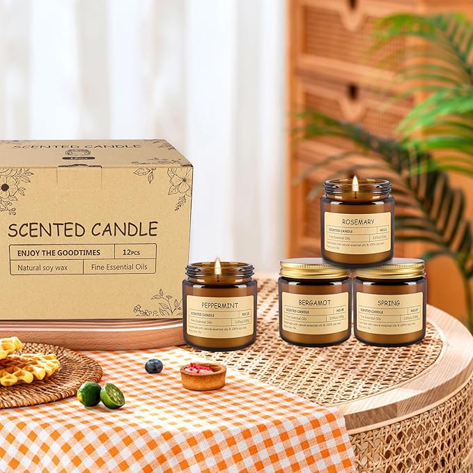 12 Pcs Scented Candles with Added Natural Essential Oils, 3.05oz, Suitable for Various Festivals, Parties, Yoga, and Home Scene. - Bloomnest