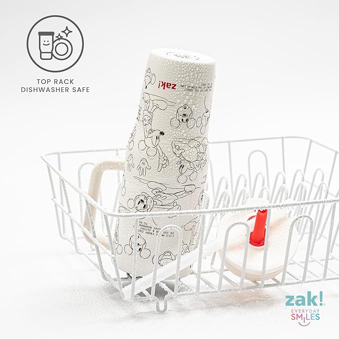Zak Designs Disney Sutton Travel Tumbler for On the Go, 30oz Stainless Steel with Vacuum Insulation, Silicone Straw, and Carry Handle for Cold Drinks (Mickey Mouse Sketch) - Bloomnest